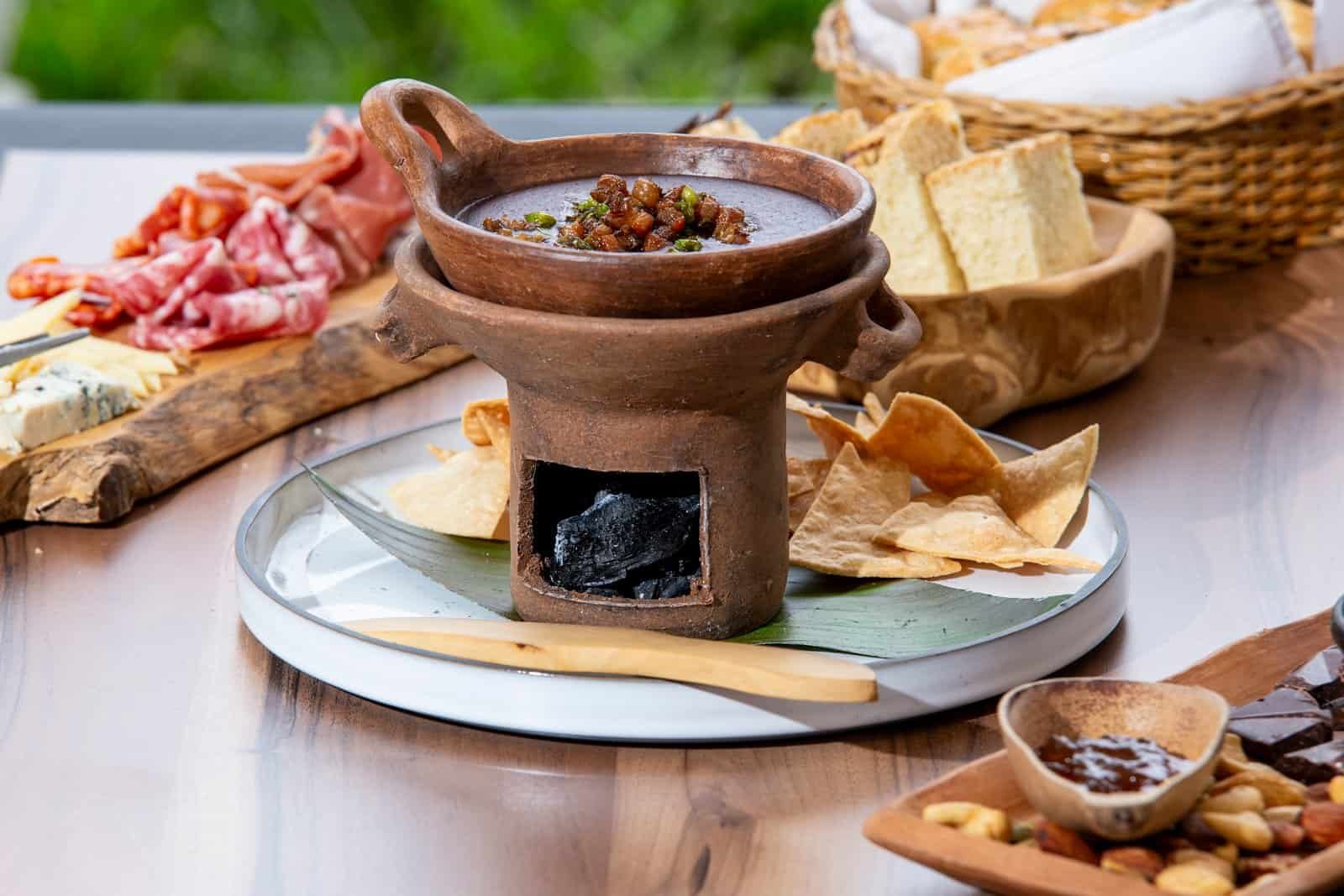 Beans and Cheese Fondue Ancestral Copan Hotel - Balam Bistro's Beans and Cheese Fondue